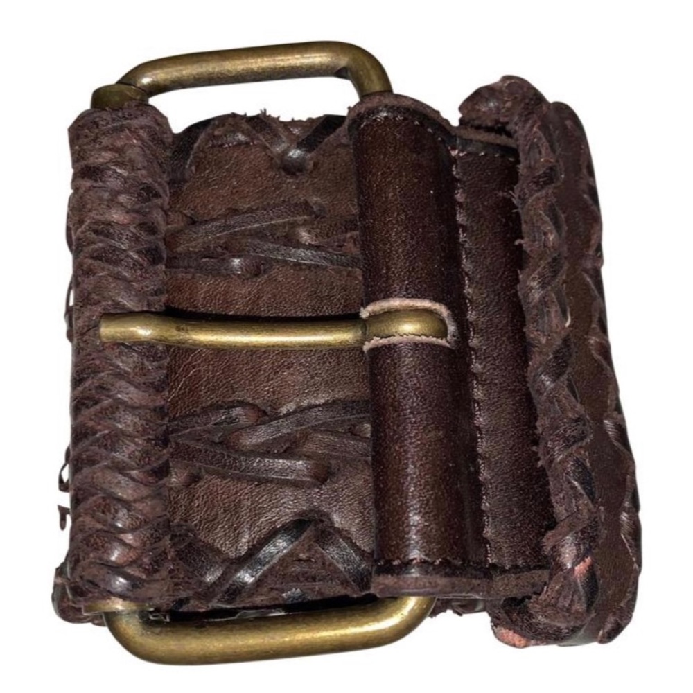 ALLSAINTS Spitalfields Brown Leather Braided Belt